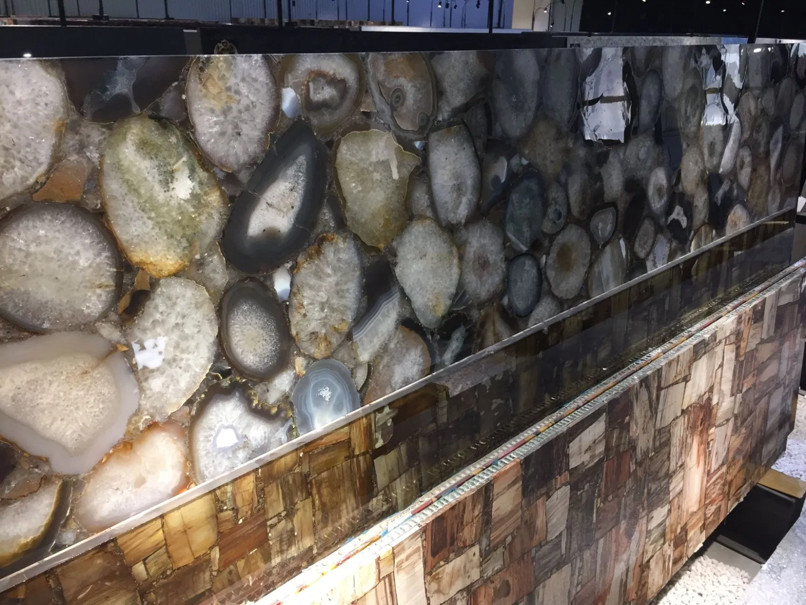 Polished Semiprecious Stone Onyx Slab Natural Blue Red Grey Agate Stone