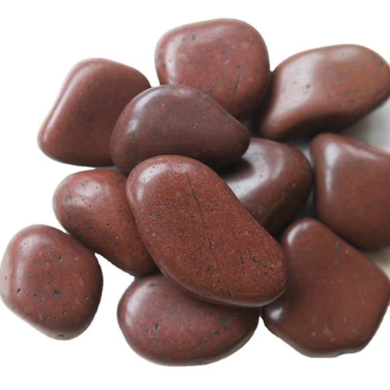 Highly Polished Red Natural Stone Cobbles &amp; Pebbles for Outdoor Garden Decor for Landscape Design