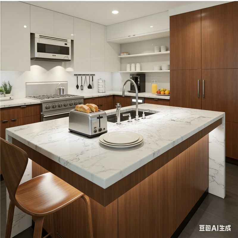 Kitchen Countertop, Seamless Joint Natural Looking Silica Free Quartz Slab, Practical Large Scale Surfaces