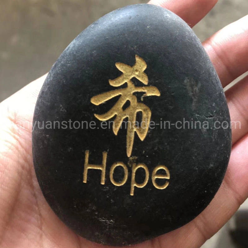 Engraved Letter Pebbles Natural Flat Polished River Pebble Stones