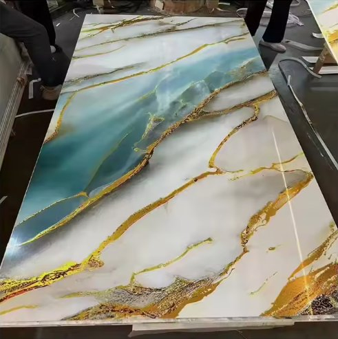 3D Marble Design PVC Plastic Materials UV Marble Slate Carbon Rock Wall Panel / Board / Sheet