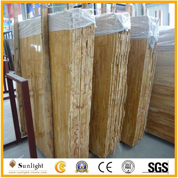 Imported Polished Light Beige Travertine for Slabs, Tiles, Culture Stone Wall