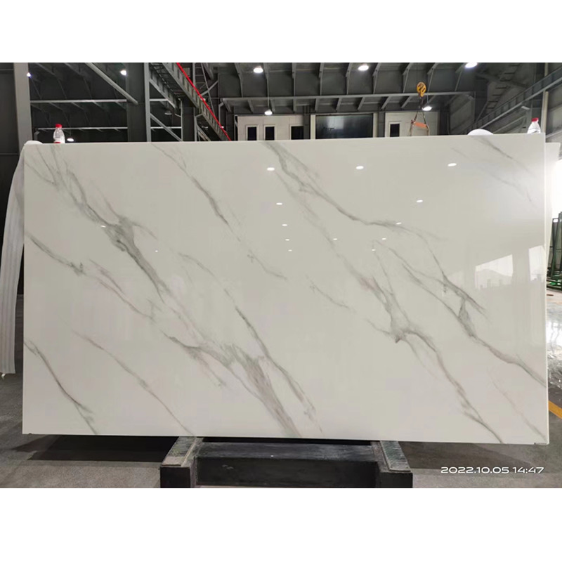 Crystallized Glass Polished Calacatta/Carrara Countertop/Wall Nano White Marble Stone