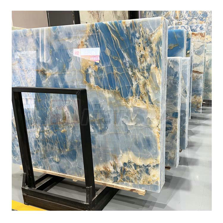 Bookmatch Brown Veins Transit Green Onyx Blue Marble Onyx Stone