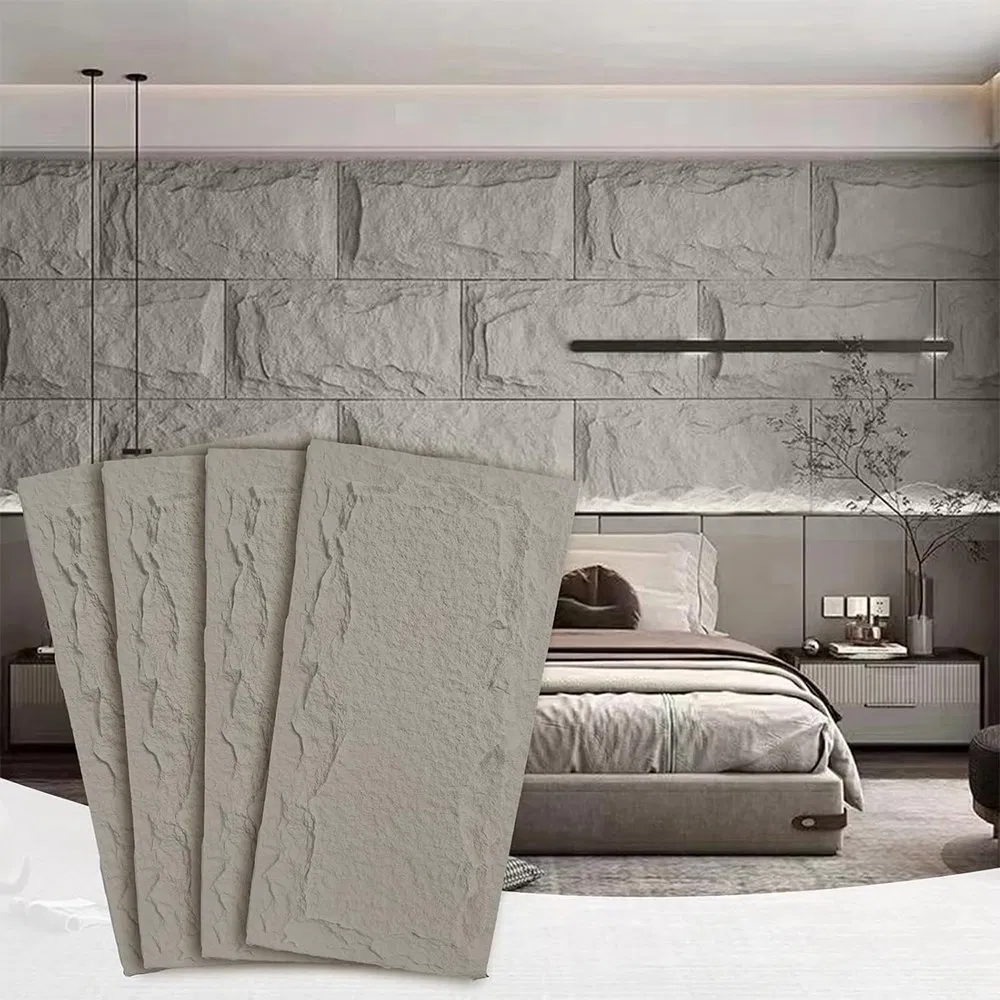 3D Lightweight Insulated Artificial Rock Stone Veneer Faux Culture Panel PU Stone Wall Panel