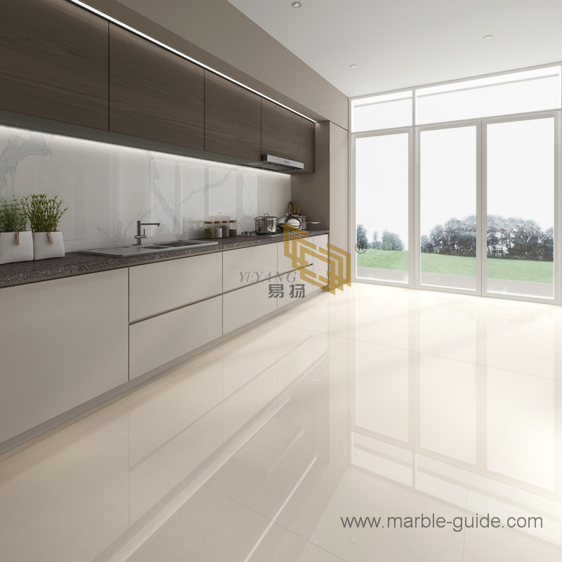 Engineered Stone Beige Marble Sintered for Wall Tile Countertop/Island Coffee/Dining/Table