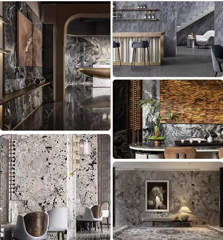 Carbon Rock Board Manufacturer Glossy Stone Grain Veneer UV Background Marble Sheet Wall Panels Faux PVC Marble Wall Panel