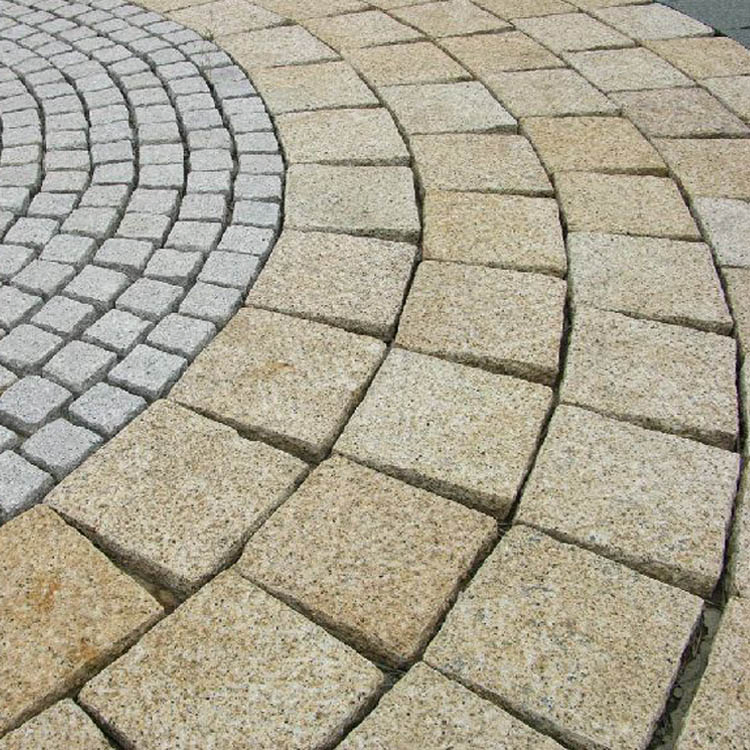 Natural Split Finish Yellow Rusty Granite G682 Cobblestone Paving for Driveway and Patio Pavers