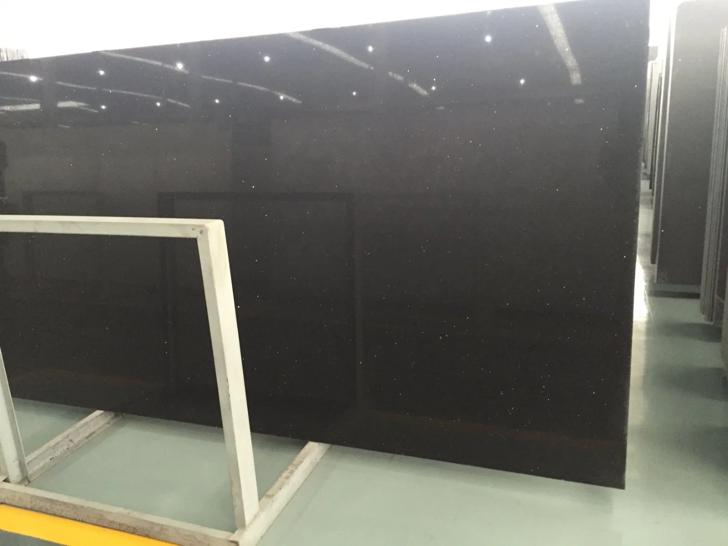 Absolute Black Engineered Stone Slab Polished Artificial Marble Kitchen Countertop