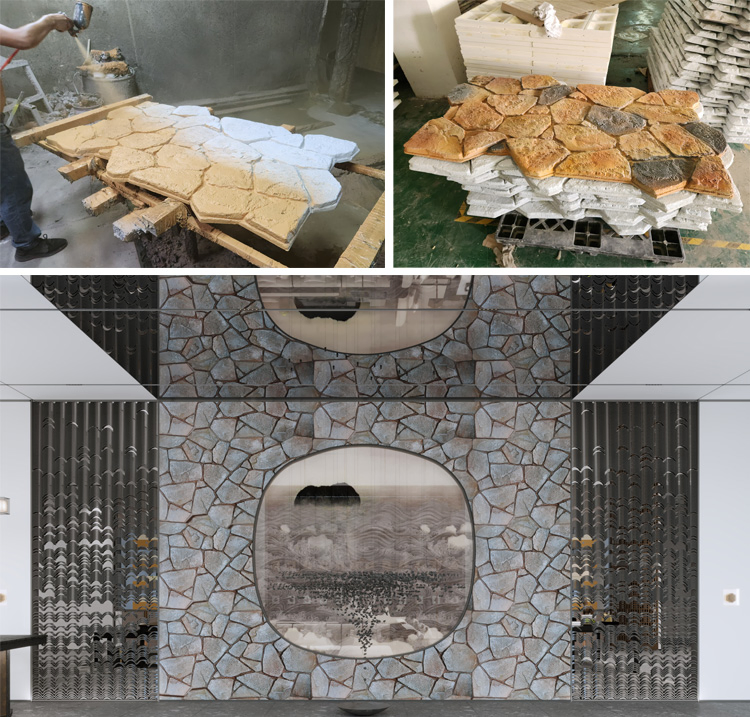 Mountain Rock Pattern PU Faux Stone Foam Brick Wall for Villa Hotel Decorative Stone