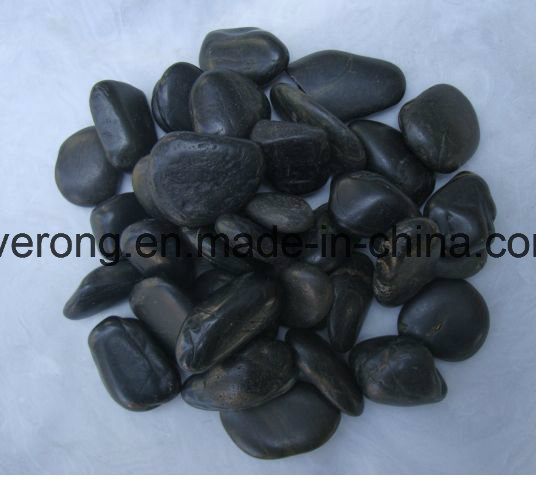 Black Oval Pebbles Stone with Polished Surface