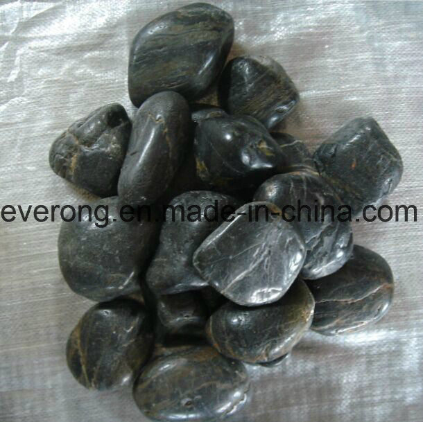 Black Oval Pebbles Stone with Polished Surface