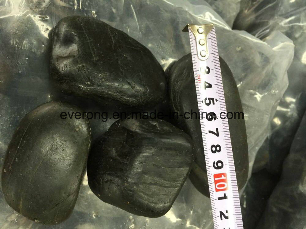 Black Oval Pebbles Stone with Polished Surface