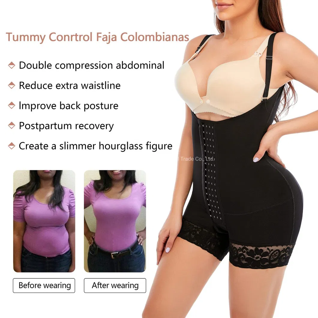 Intiflower Fajas High Compression Women Full Body Tummy Control Butt Lifter Shapewear