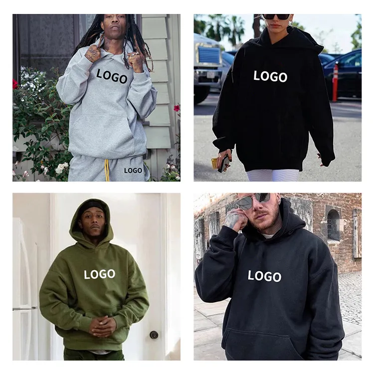 500 GSM Men Clothing Wholesale Heavyweight Streetwear Heavyweight Cotton Pullover Sweatshirts Custom Drop Shoulder Fleece Oversized No String Hoody Hoodies