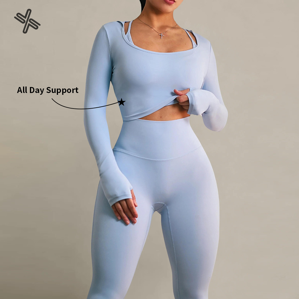 Custom Activewear Manufacturers Two Piece Yoga Matching Set Women Tummy Control Workout Gym Clothing Suit