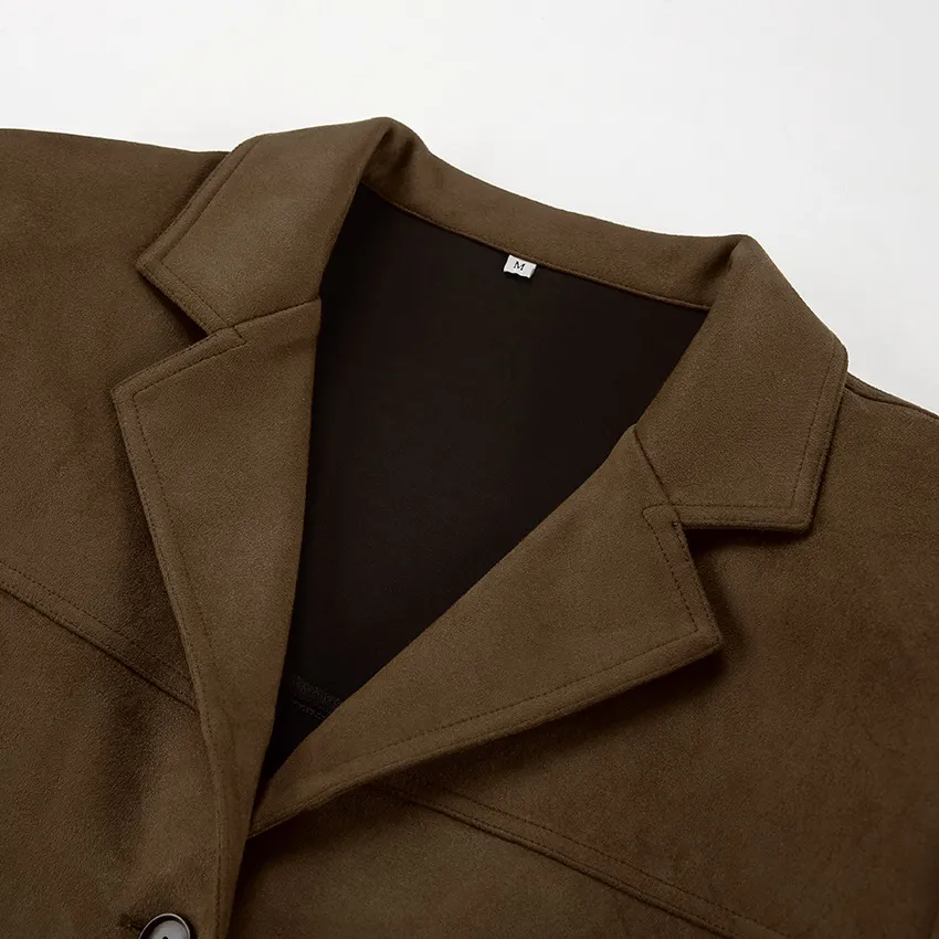 Trendy Brown Suede Leather Outerwear for Modern Fashion