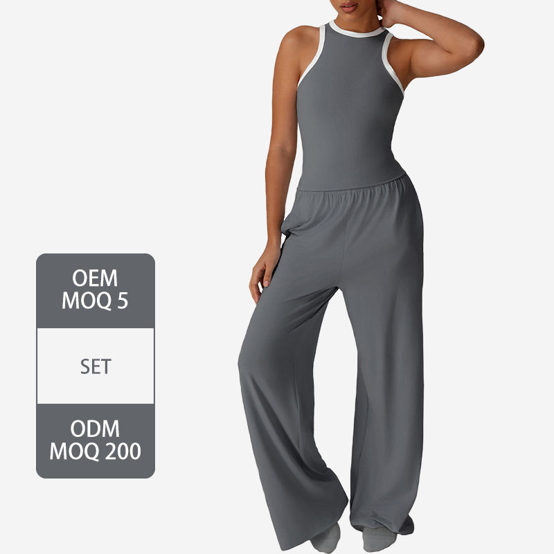 Custom High Quality Sport Slimming Yoga Sets For Women New Design Loose Wide-leg Comfortable Breathable Two Piece Sports Set