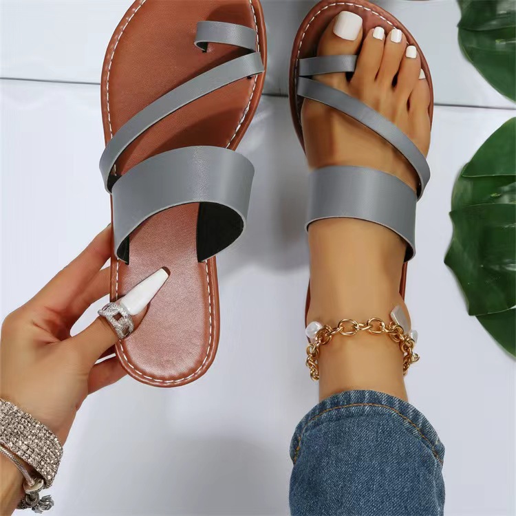 Wholesale Best Seller Rubber Sole Open Toe Flat Sandals PU Upper Part of the Shoe Casual Sandals With High Material