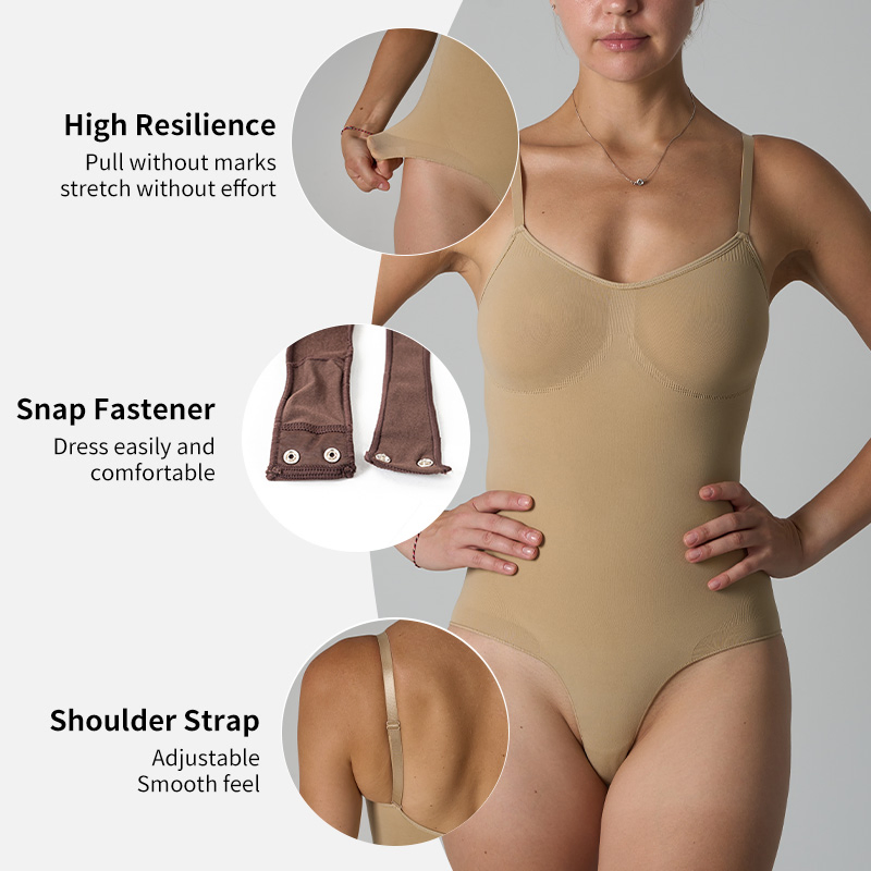 Women's Seamless High-Strength High-Elasticity Adjustable Straps Tummy Control Thong Bodysuit Seamless Sculpting Butt-Lifting Shapewear