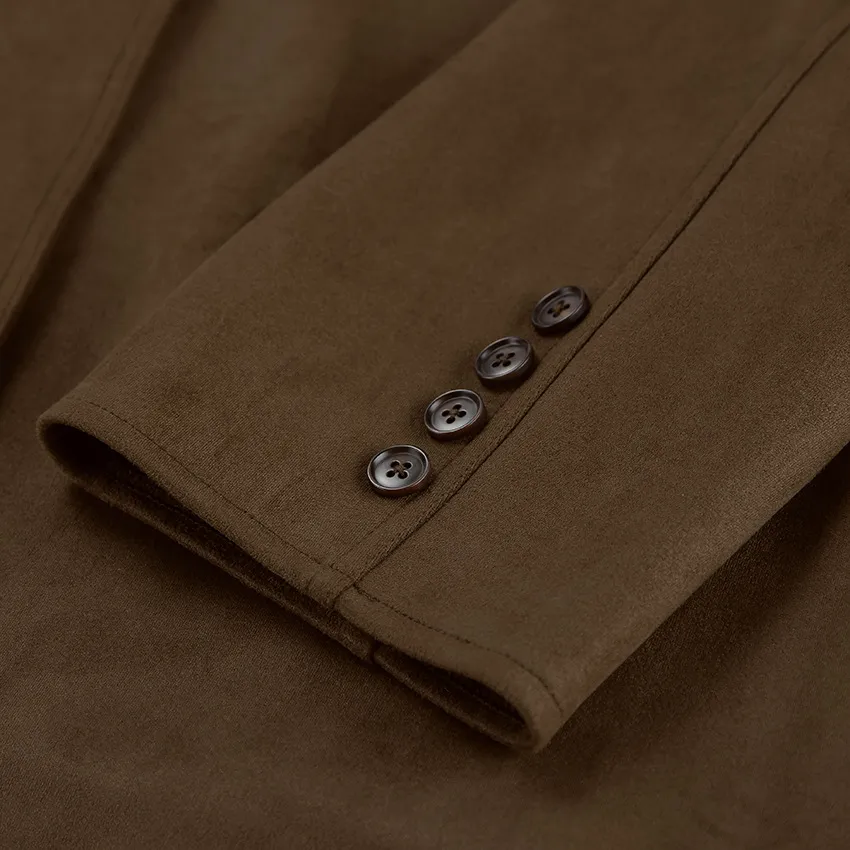 Trendy Brown Suede Leather Outerwear for Modern Fashion