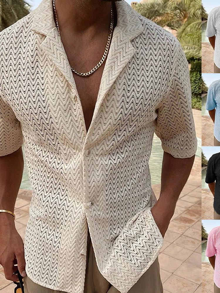 Men's short sleeves lace shirt style 6