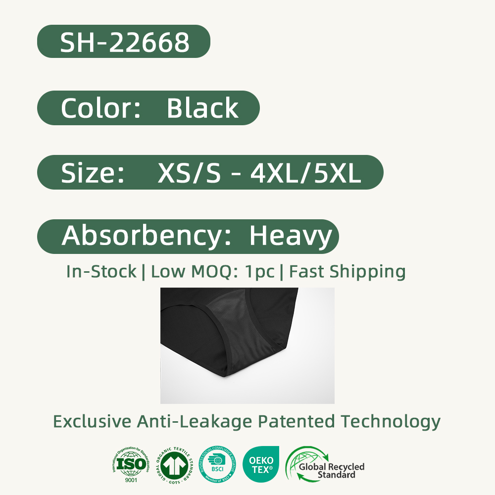 Shanhao OEM Seamless Anti-side Leakage Period Panties Washable Ladies Braga Menstrual Heavy Flow Menstrual Panties for Women