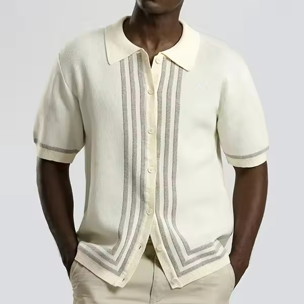 High Quality Men's Short Sleeve Knitted Cardigan Custom Logo ODM Popular Cotton Knitted Polo T Shirt Sweater High Men's Sweater