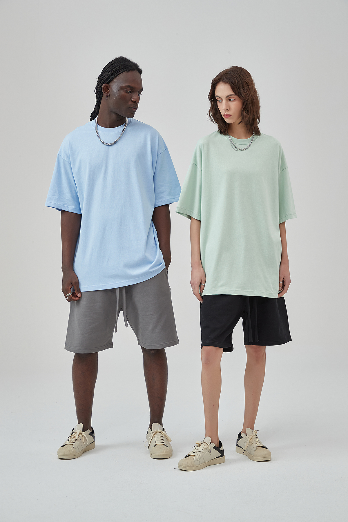 Men's Cotton Oversized Short Sleeves Plain Color T-Shirt, Comfortable Loose Casual Top Wear