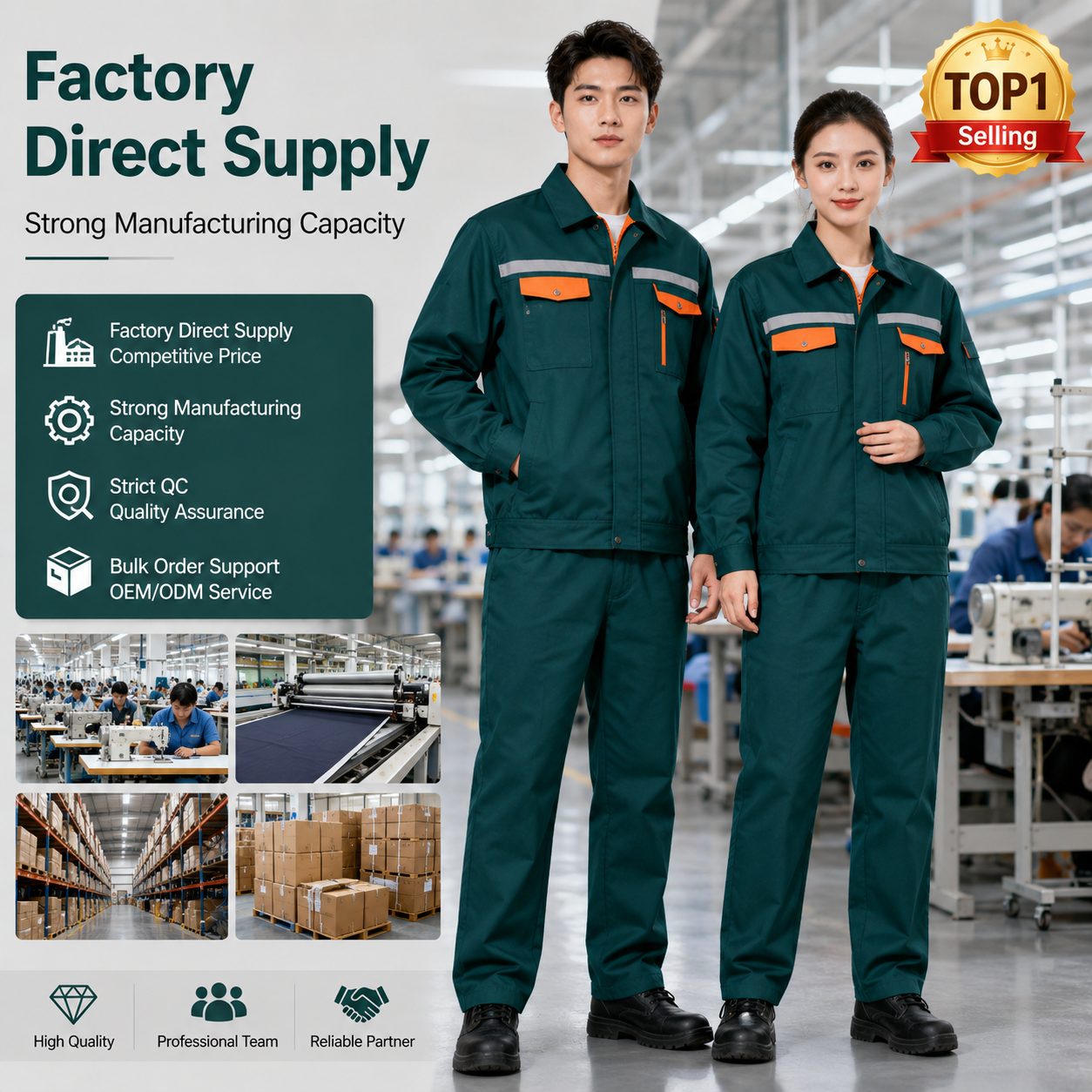 Spring/Autumn Work Uniform Set Men's Women's Long-sleeve Reflective Wear-resistant Polyester Auto Repair Workshop Workwear