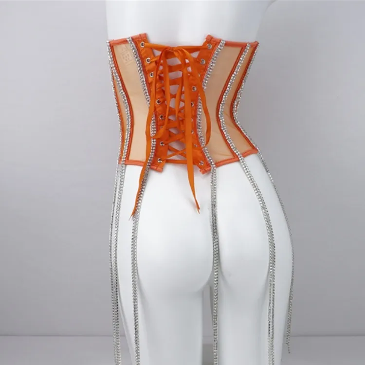 Bright Diamond Chain Shapewear Hot Girl Outside Wear Hipster Corset