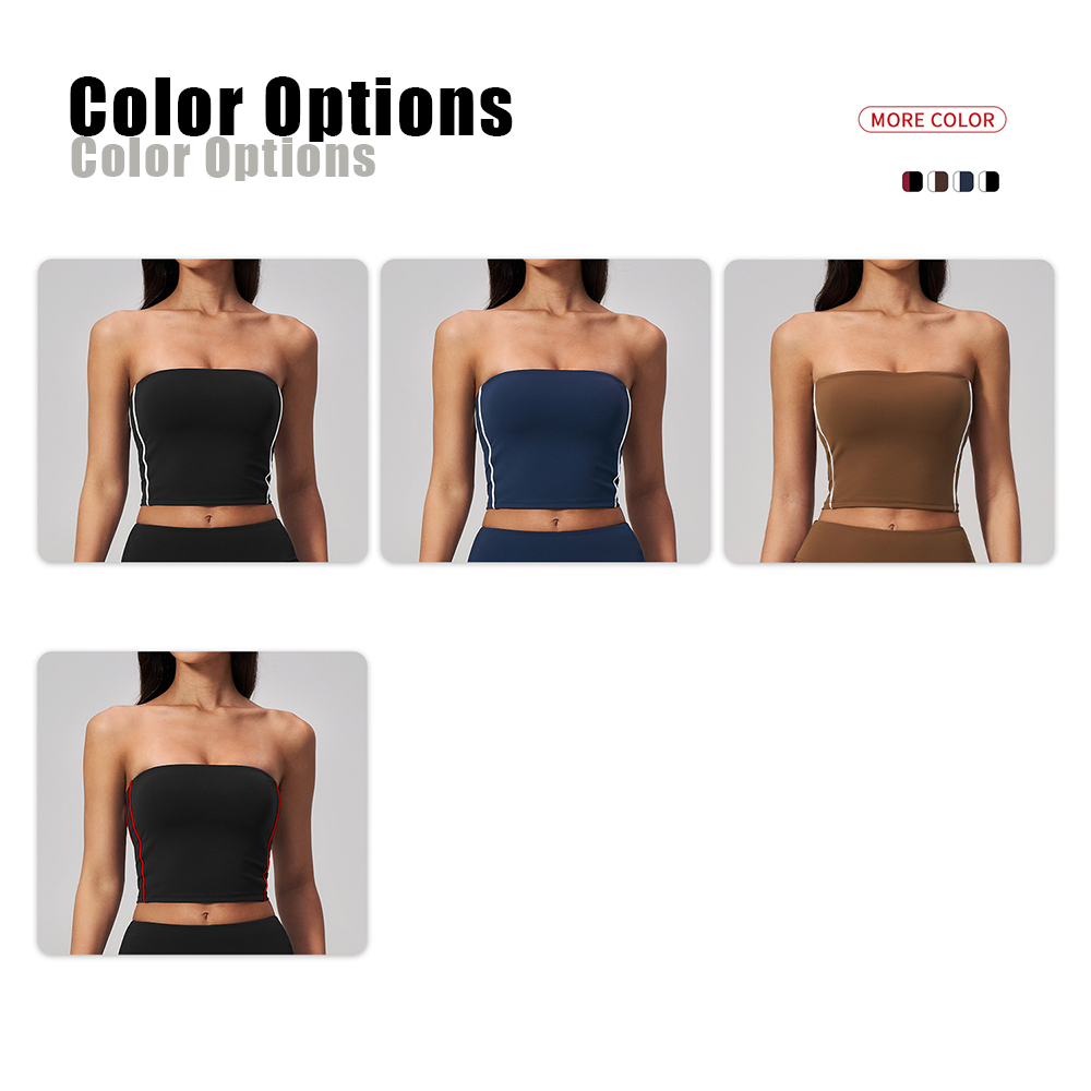 Athleisure Yoga Sets Contrast Side Stripe Bandeau Bra Street Style Outfit T-shirt Top Elastic Capri Straight Leggings Pants Kit