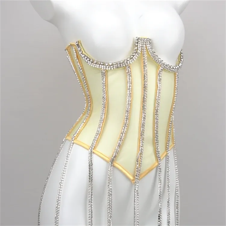Bright Diamond Chain Shapewear Hot Girl Outside Wear Hipster Corset
