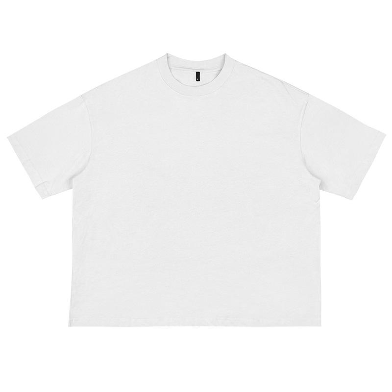Men's Heavyweight Cropped T-Shirt Oversize Round Neck with Boxy Fit Short Sleeves Plain Knitted Shirt Wholesale