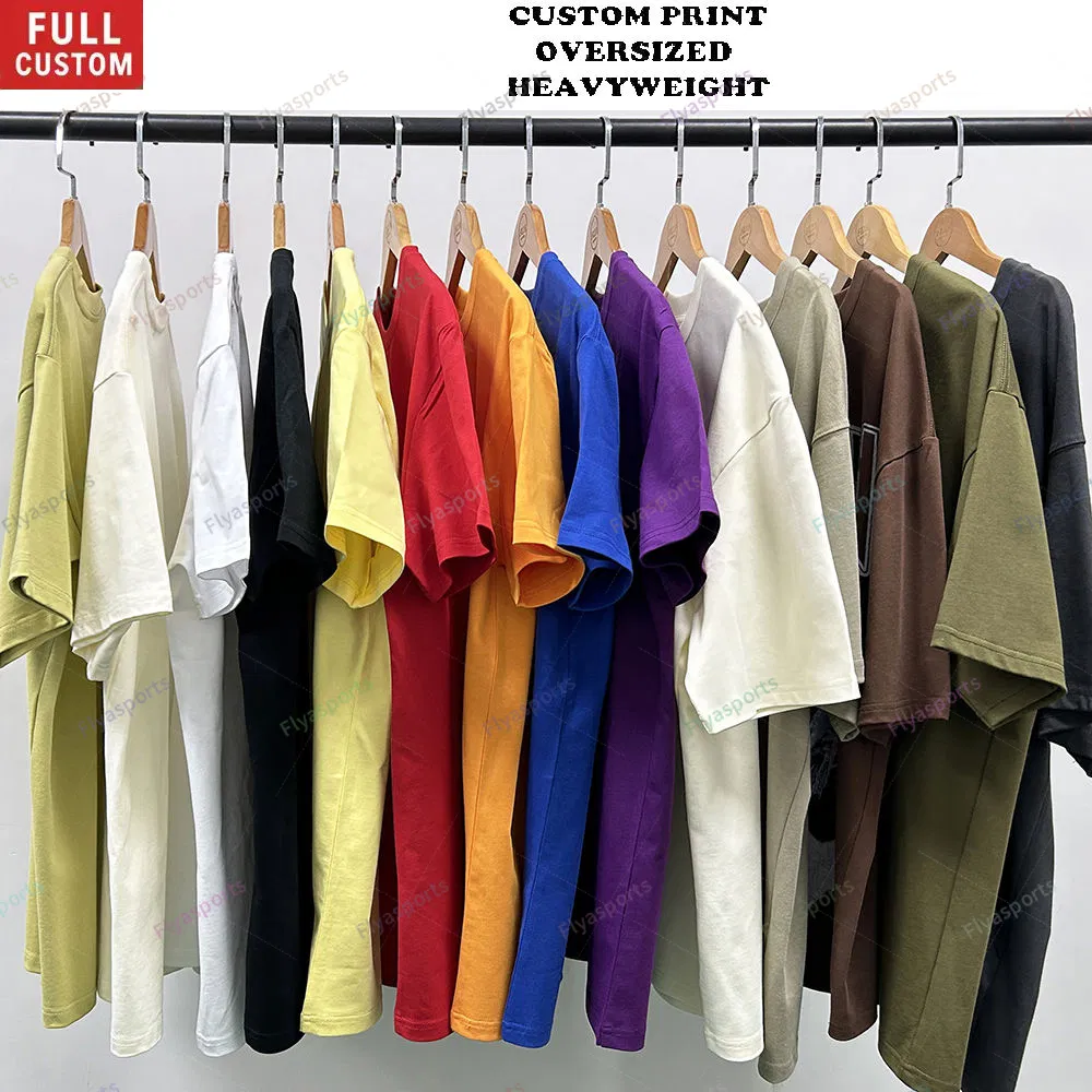 Mens Custom 250GSM Drop Shoulder Graphic Heavyweight Cotton Streetwear Boxy Oversized Tshirt