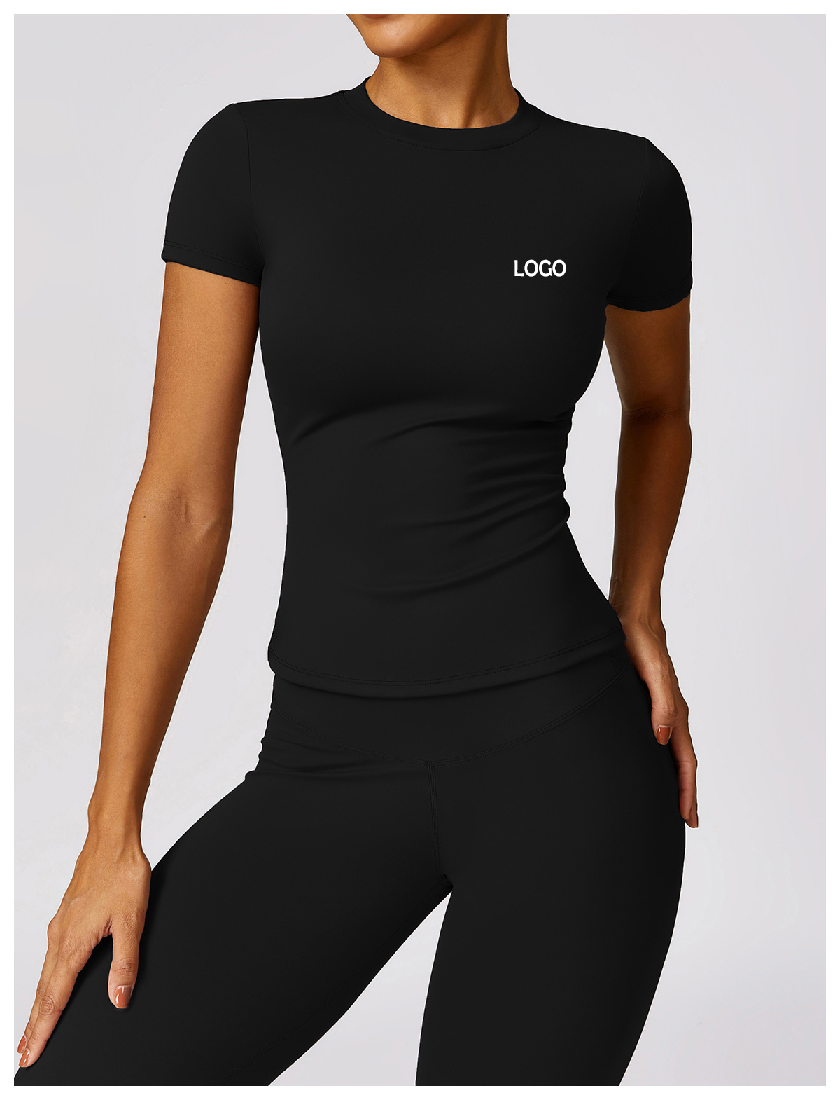 Custom High Quality Softness Sportswear Women Crewneck Short Sleeve Gym Blank Tshirts Custom Compression Slim Fit Yoga T Shirts