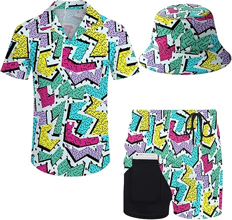 Hawaiian Two-Piece Men's Beach Resort Set Breathable Loose Short Sleeve Shirt and Shorts Elastic Waist Knitted Casual Clothing