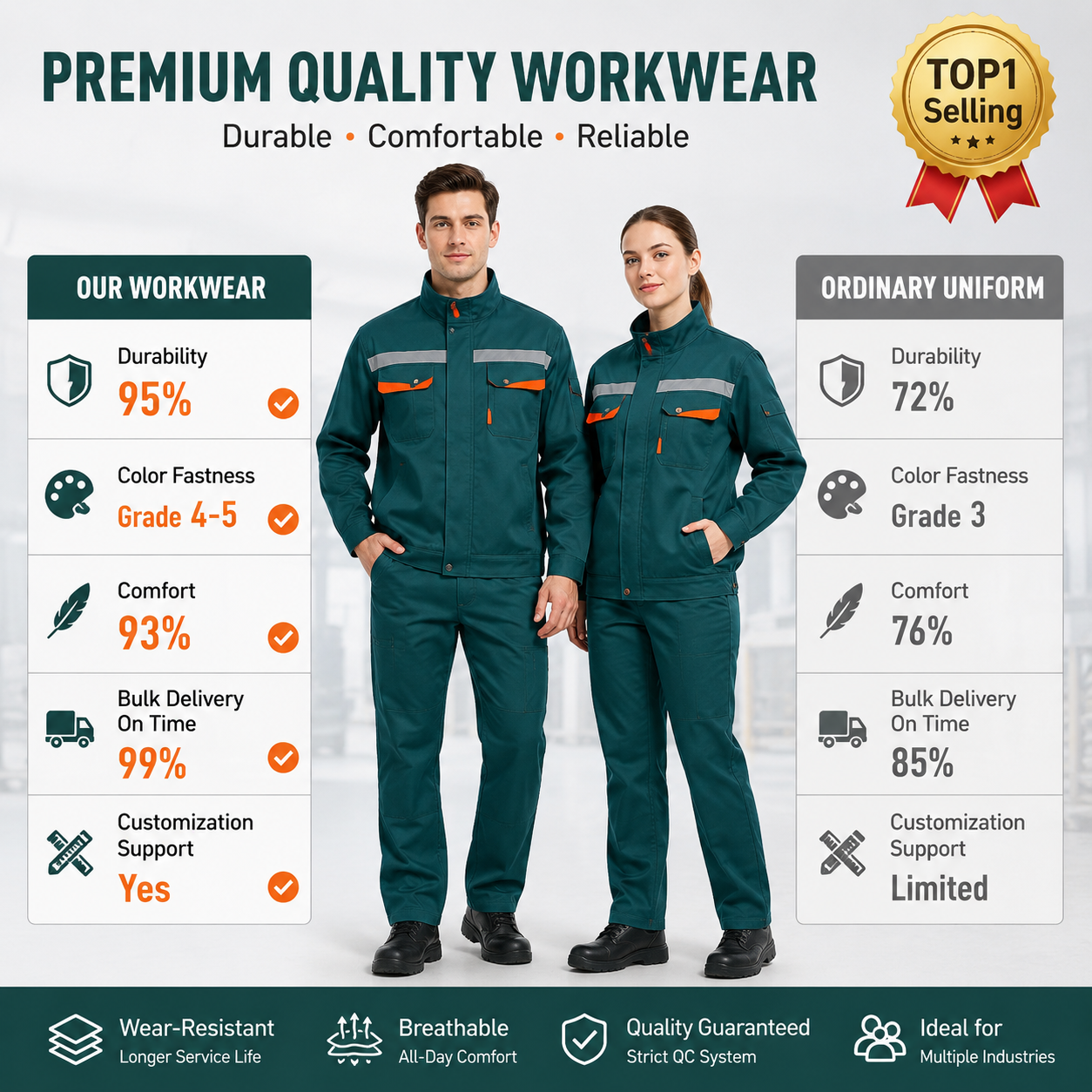 Spring/Autumn Work Uniform Set Men's Women's Long-sleeve Reflective Wear-resistant Polyester Auto Repair Workshop Workwear