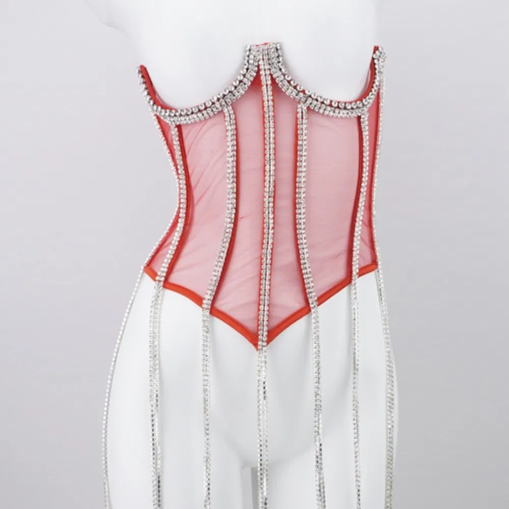 Bright Diamond Chain Shapewear Hot Girl Outside Wear Hipster Corset