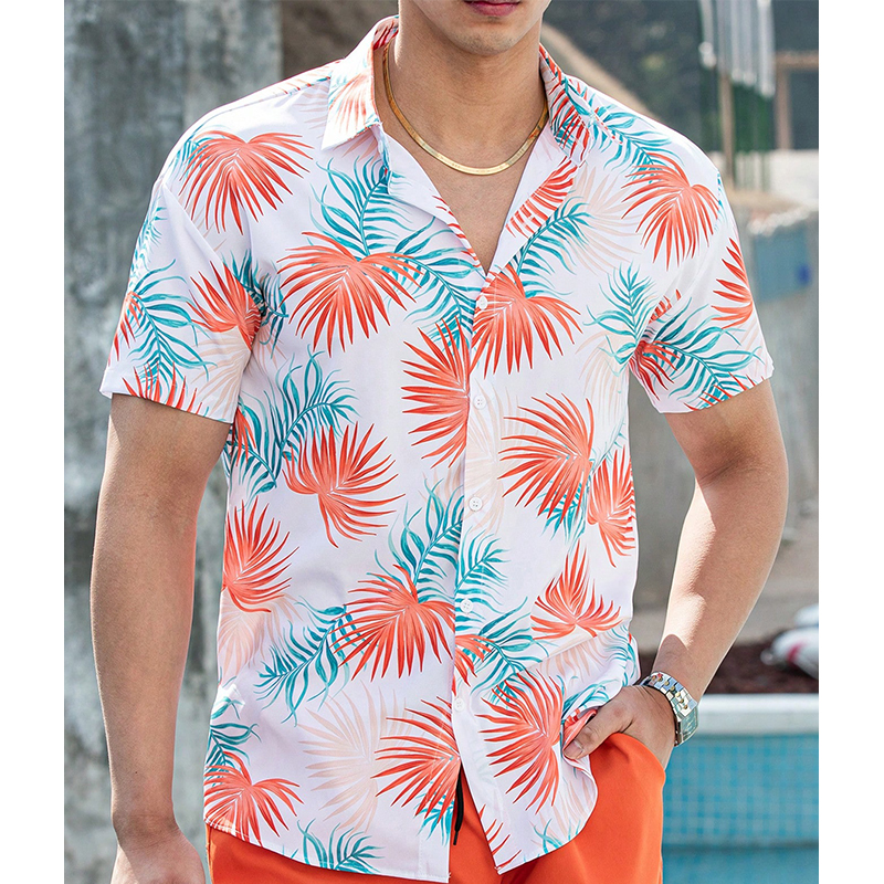 Resort Spring Summer Shirt for Men Custom Printed Graphic Beach Oversized Short Sleeve Mens Hawaiian Shirt