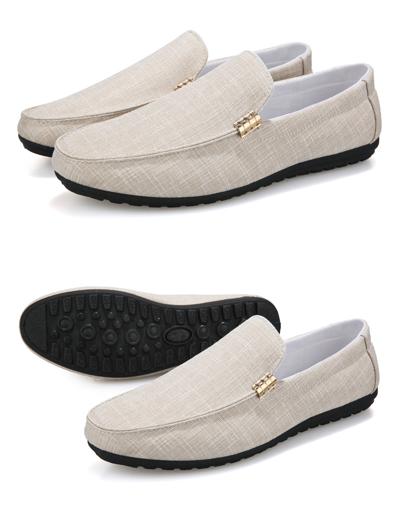 Custom Logo MOQ1 Men's Sport Casual Loafer Canvas Flat Slip-On Shoes Lightweight Breathable Men Leather Loafers