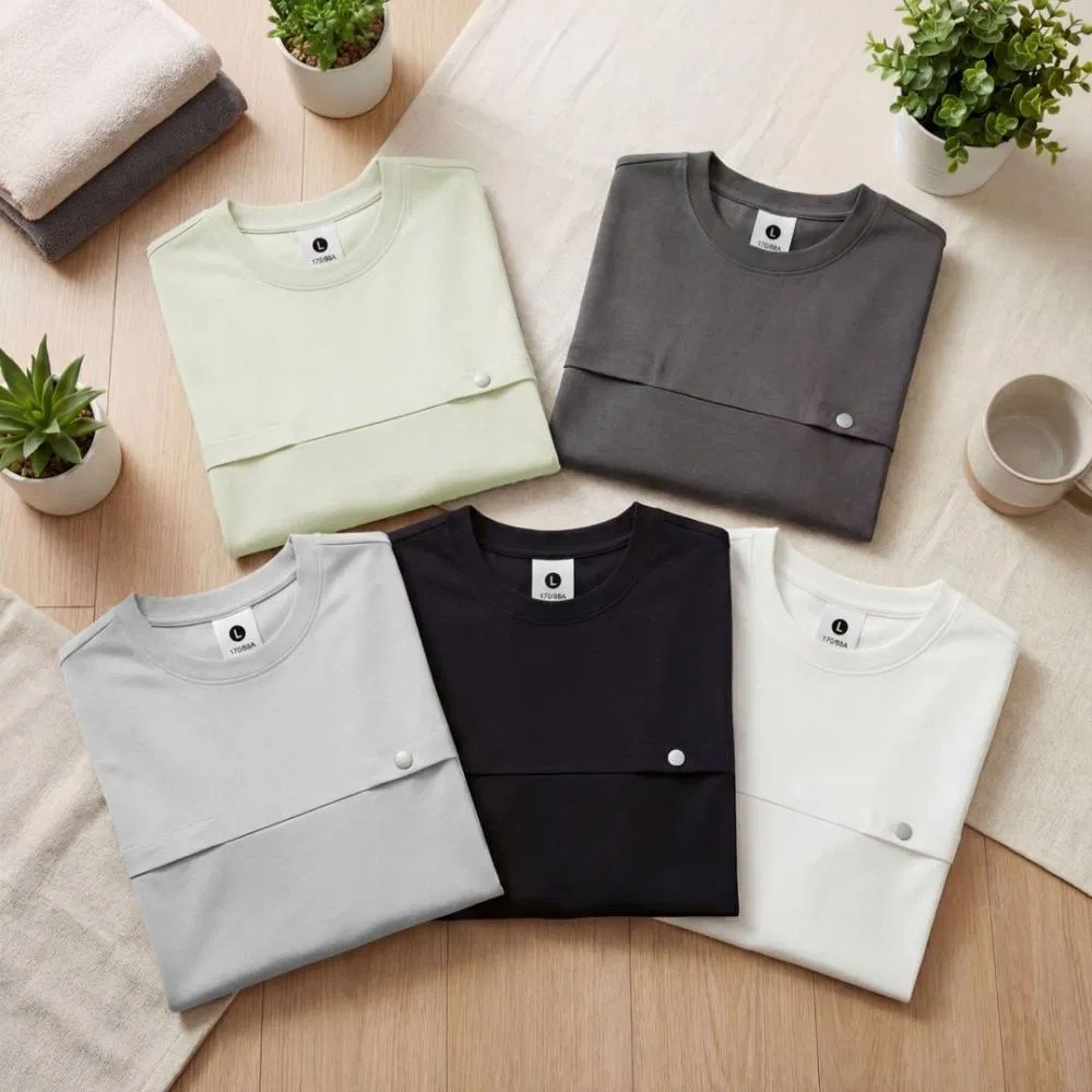 High-Quality 240g Cool Touch Button T-Shirt for Men