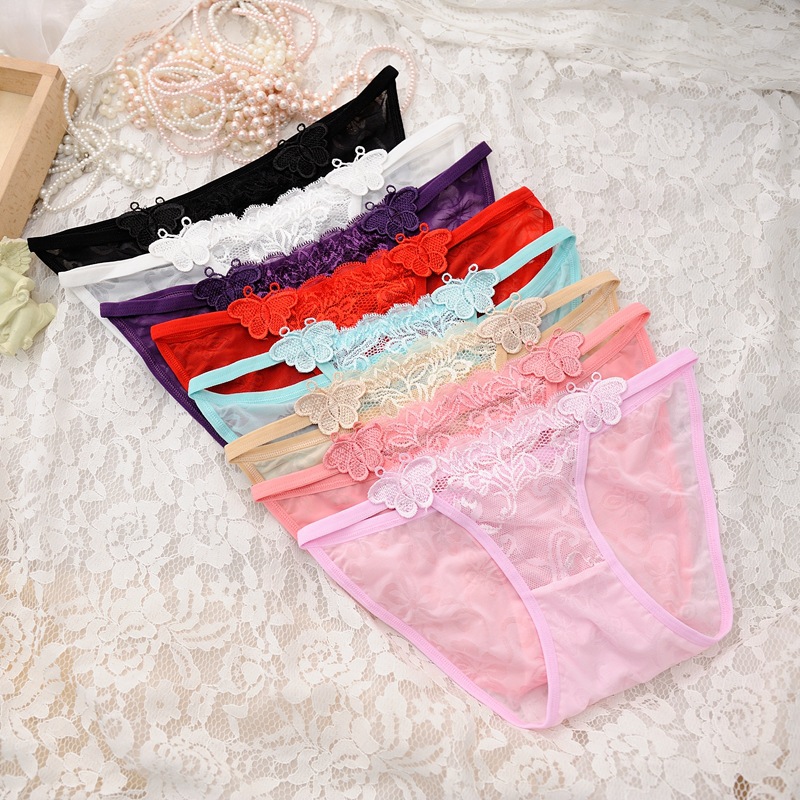 Women's Embroidered Lace Thongs Details