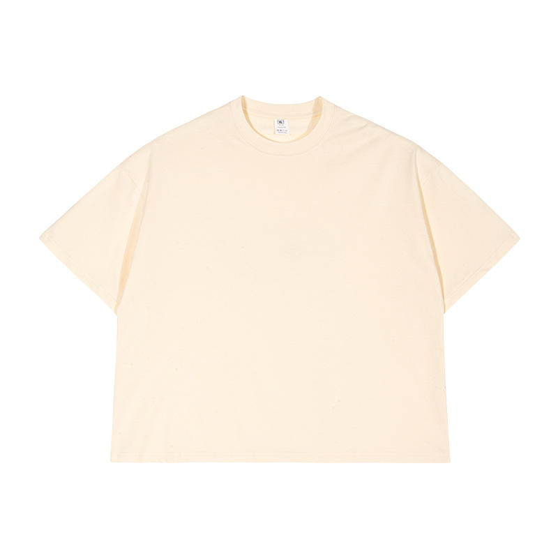 Men's Heavyweight Cropped T-Shirt Oversize Round Neck with Boxy Fit Short Sleeves Plain Knitted Shirt Wholesale