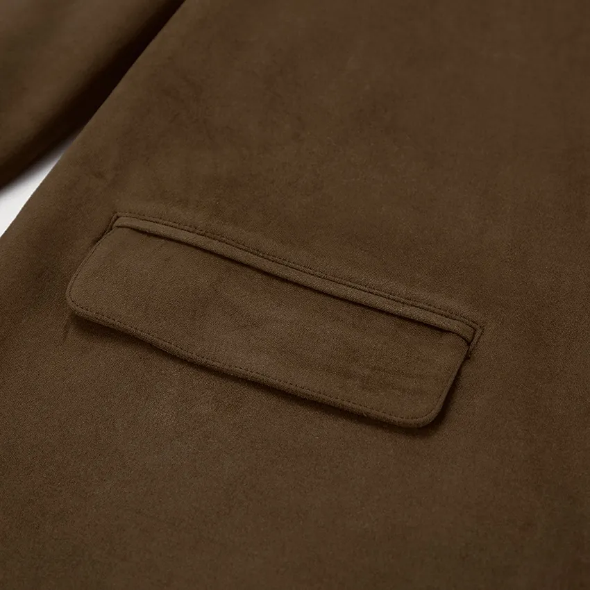 Trendy Brown Suede Leather Outerwear for Modern Fashion
