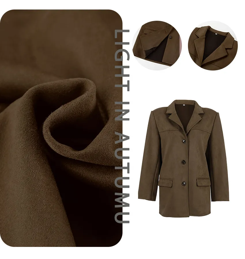 Trendy Brown Suede Leather Outerwear for Modern Fashion