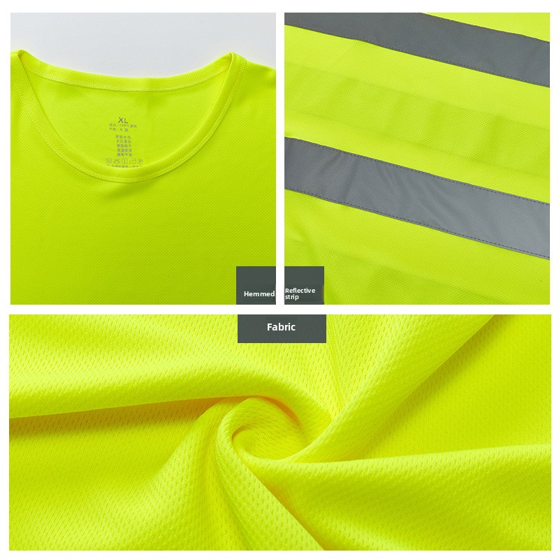 Direct Manufacturer's Quick-Dry Reflective T-Shirt Turn-Down Collar Construction Site Workwear Nighttime Traffic Safety Vest