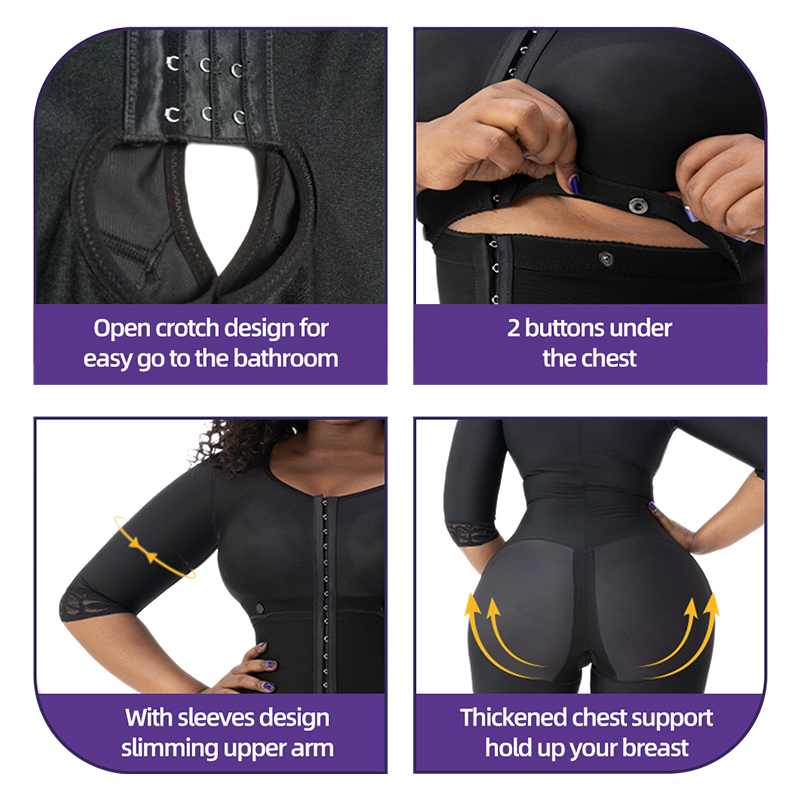 Post Surgery Open Crotch Waist Trainer Slimming Corset Long Sleeves Girdles After Op Bbl Liposuction Used Garment Faha Shapewear Fajas Colombianas