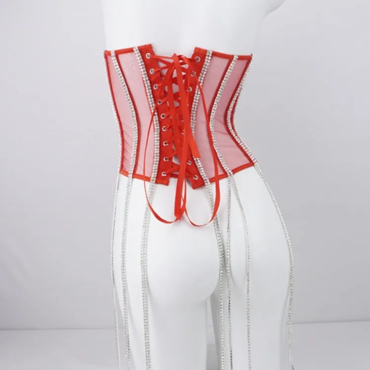 Bright Diamond Chain Shapewear Hot Girl Outside Wear Hipster Corset