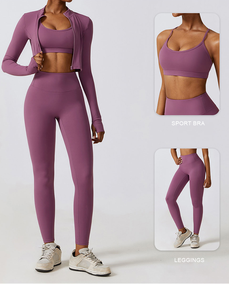 Wholesale Workout Custom logo Fitness Set Butt Lift Long Sleeve 4 Piece Yoga Sets Active Wear Women Gym Clothes Kit Sweat Suit